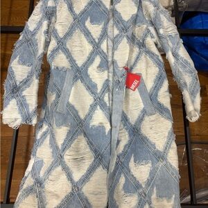 NEW Diesel Blue and White Denim Coat